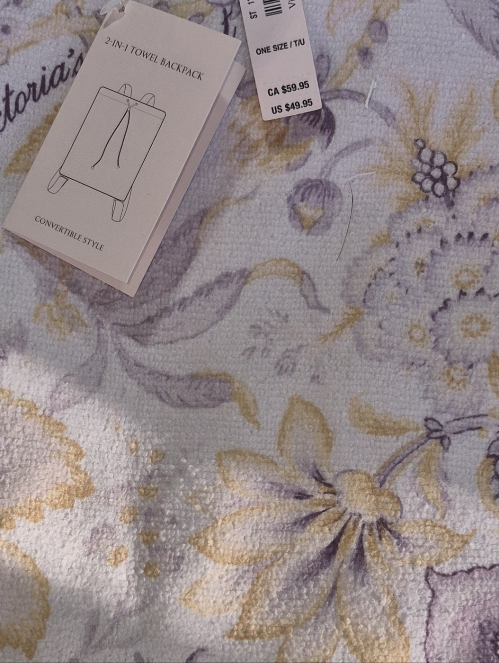 *NEW* Victoria's Secret Floral Terry Cloth Beach Towel - Lavender & Gold